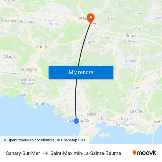 Sanary-Sur-Mer to Saint-Maximin-La-Sainte-Baume map