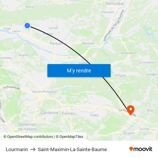 Lourmarin to Saint-Maximin-La-Sainte-Baume map