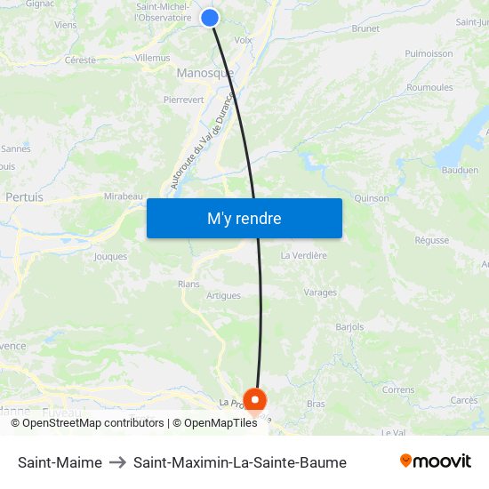 Saint-Maime to Saint-Maximin-La-Sainte-Baume map