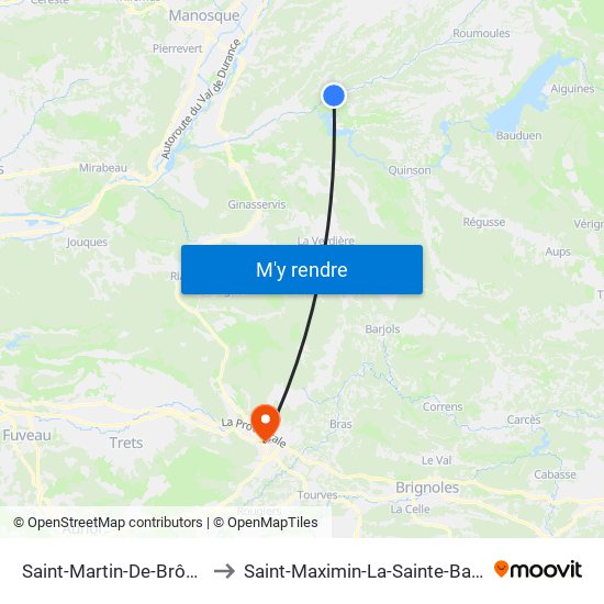 Saint-Martin-De-Brômes to Saint-Maximin-La-Sainte-Baume map