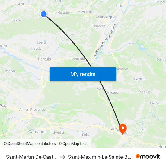 Saint-Martin-De-Castillon to Saint-Maximin-La-Sainte-Baume map