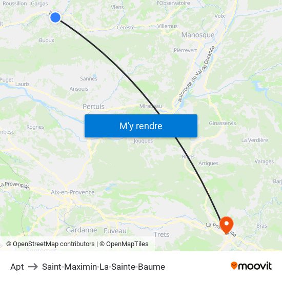 Apt to Saint-Maximin-La-Sainte-Baume map