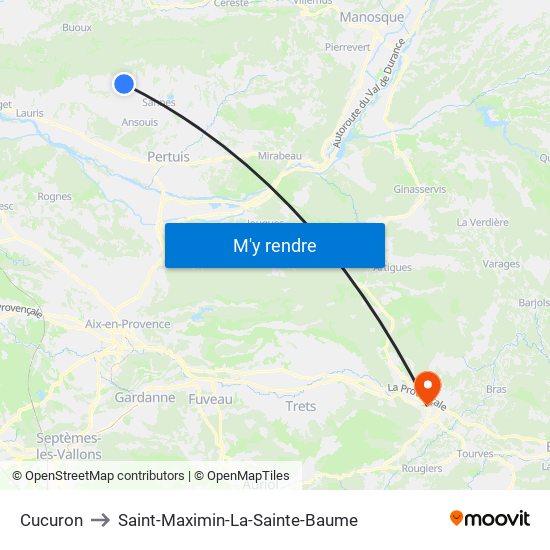 Cucuron to Saint-Maximin-La-Sainte-Baume map