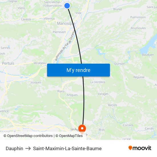 Dauphin to Saint-Maximin-La-Sainte-Baume map