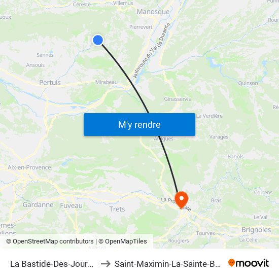 La Bastide-Des-Jourdans to Saint-Maximin-La-Sainte-Baume map