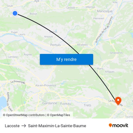 Lacoste to Saint-Maximin-La-Sainte-Baume map