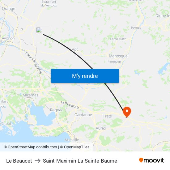 Le Beaucet to Saint-Maximin-La-Sainte-Baume map