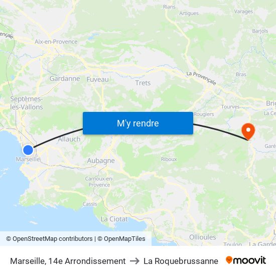 Marseille, 14e Arrondissement to La Roquebrussanne map