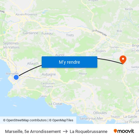 Marseille, 5e Arrondissement to La Roquebrussanne map