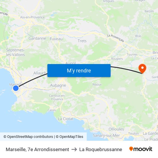 Marseille, 7e Arrondissement to La Roquebrussanne map