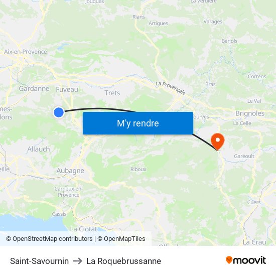Saint-Savournin to La Roquebrussanne map
