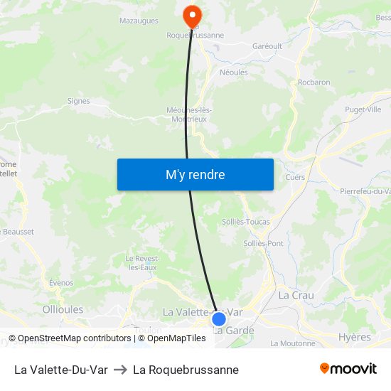 La Valette-Du-Var to La Roquebrussanne map