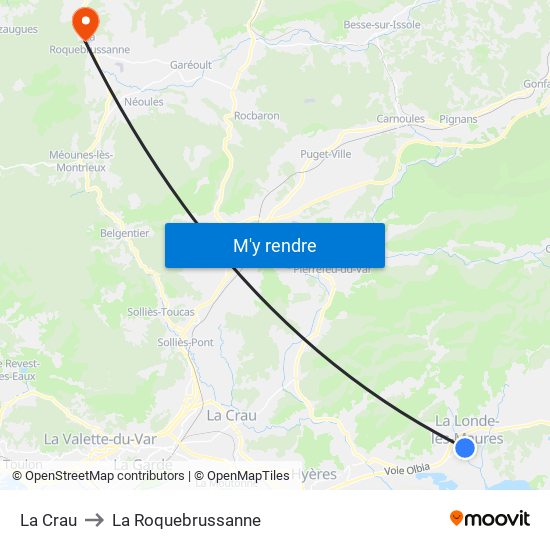 La Crau to La Roquebrussanne map