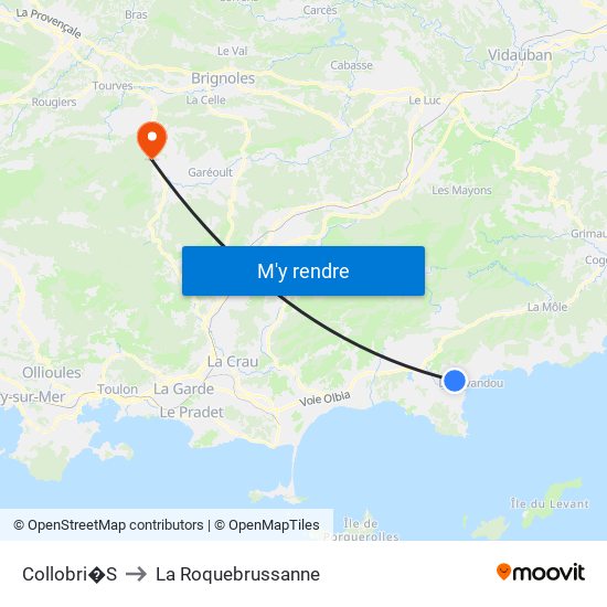 Collobri�S to La Roquebrussanne map