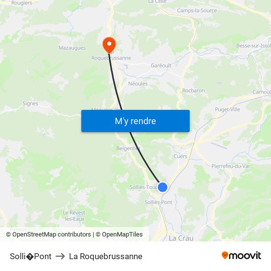 Solli�Pont to La Roquebrussanne map
