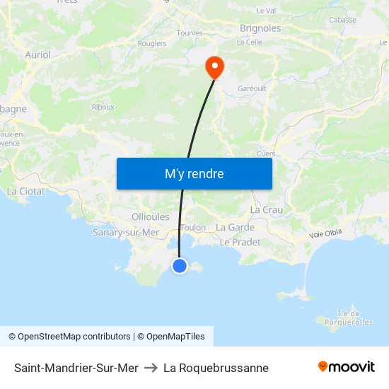 Saint-Mandrier-Sur-Mer to La Roquebrussanne map