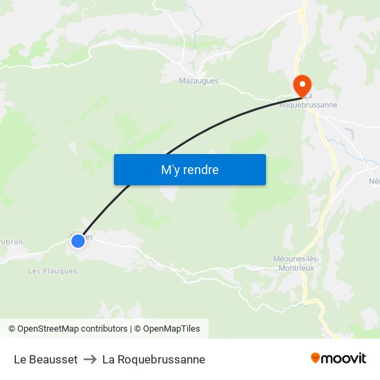Le Beausset to La Roquebrussanne map