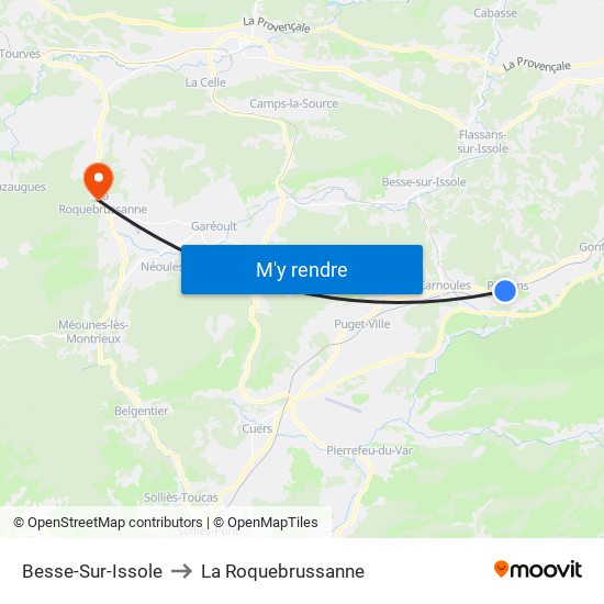 Besse-Sur-Issole to La Roquebrussanne map