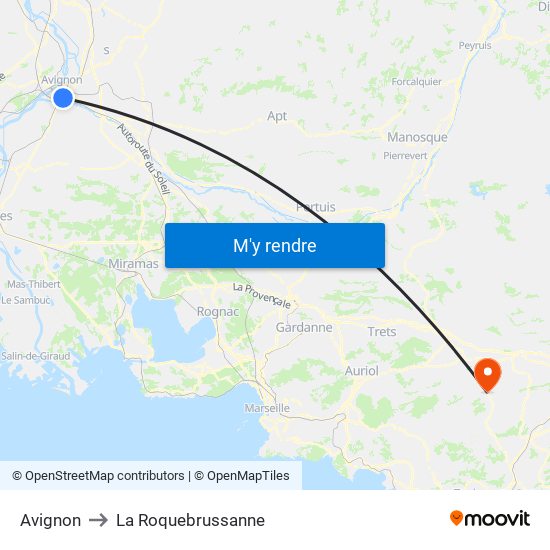 Avignon to Avignon map