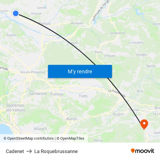 Cadenet to La Roquebrussanne map