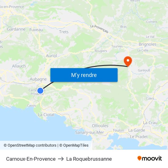 Carnoux-En-Provence to La Roquebrussanne map