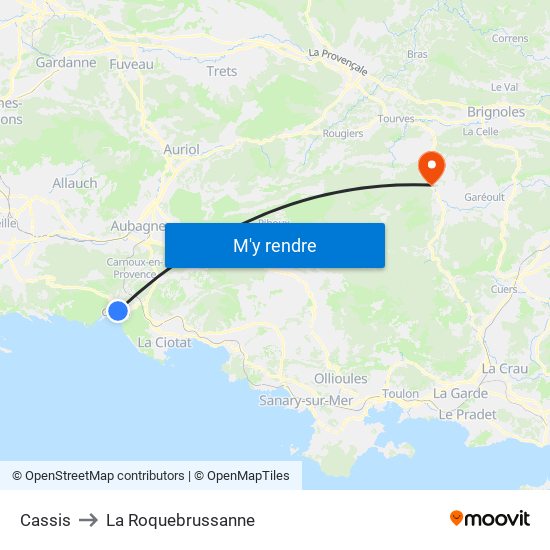 Cassis to La Roquebrussanne map