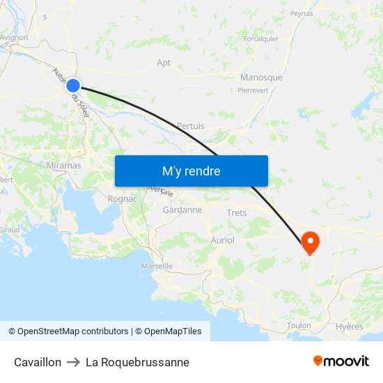 Cavaillon to La Roquebrussanne map