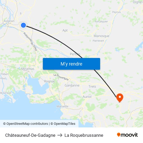 Châteauneuf-De-Gadagne to La Roquebrussanne map