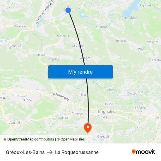 Gréoux-Les-Bains to La Roquebrussanne map
