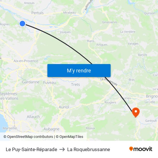 Le Puy-Sainte-Réparade to La Roquebrussanne map