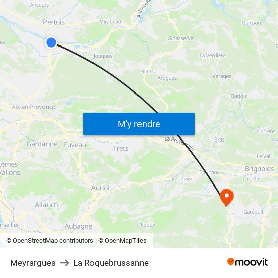 Meyrargues to La Roquebrussanne map