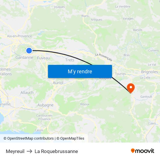 Meyreuil to La Roquebrussanne map