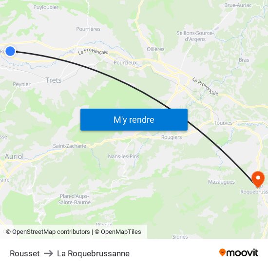 Rousset to La Roquebrussanne map