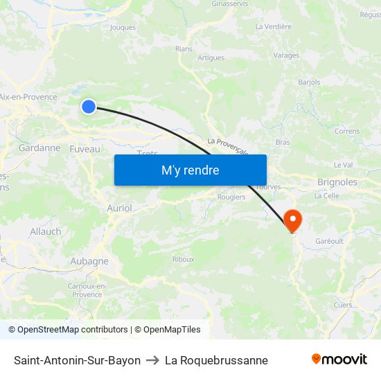 Saint-Antonin-Sur-Bayon to La Roquebrussanne map