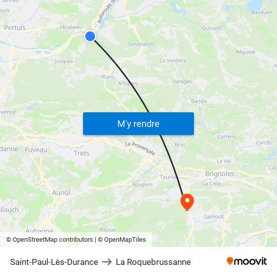 Saint-Paul-Lès-Durance to La Roquebrussanne map