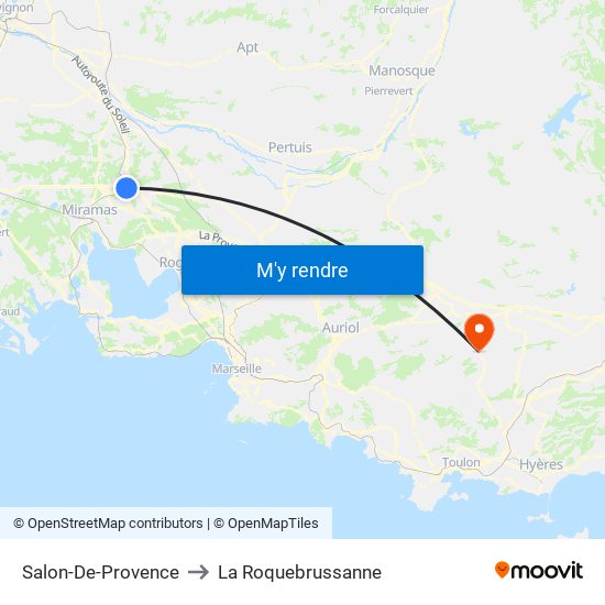 Salon-De-Provence to La Roquebrussanne map