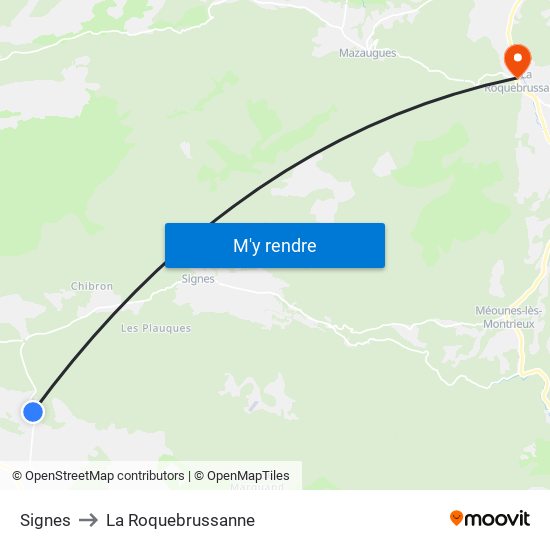 Signes to La Roquebrussanne map