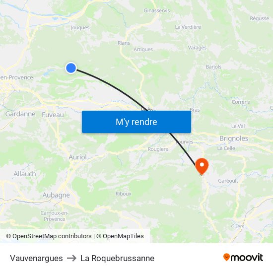 Vauvenargues to La Roquebrussanne map
