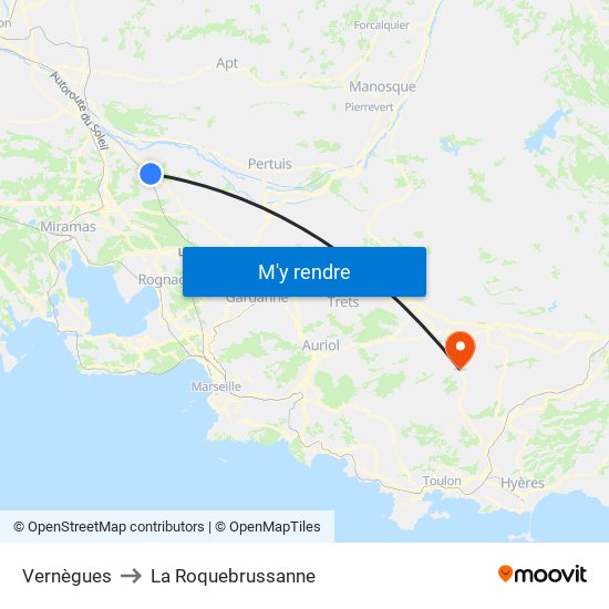 Vernègues to La Roquebrussanne map