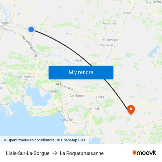 L'Isle-Sur-La-Sorgue to La Roquebrussanne map