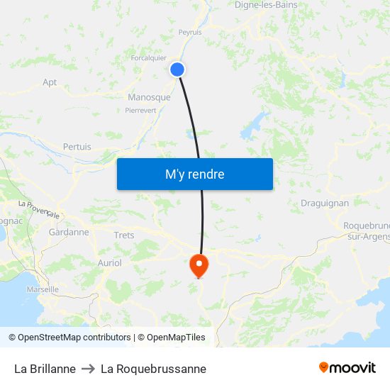 La Brillanne to La Roquebrussanne map