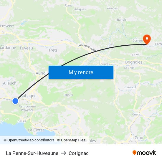 La Penne-Sur-Huveaune to Cotignac map