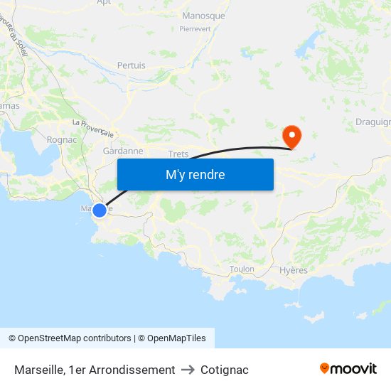Marseille, 1er Arrondissement to Cotignac map