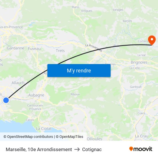 Marseille, 10e Arrondissement to Cotignac map