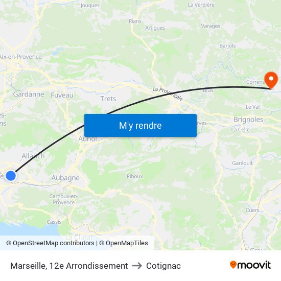 Marseille, 12e Arrondissement to Cotignac map