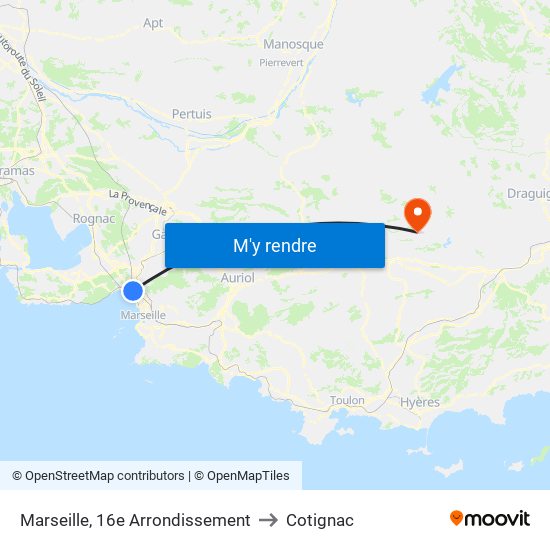 Marseille, 16e Arrondissement to Cotignac map