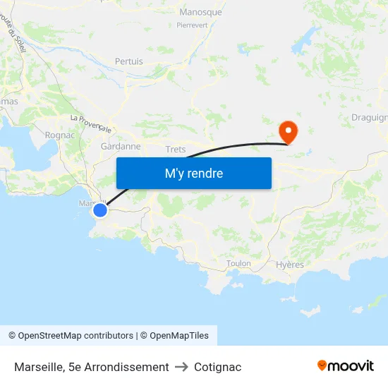 Marseille, 5e Arrondissement to Cotignac map