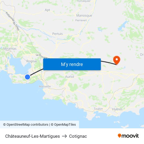 Châteauneuf-Les-Martigues to Cotignac map