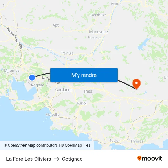 La Fare-Les-Oliviers to Cotignac map