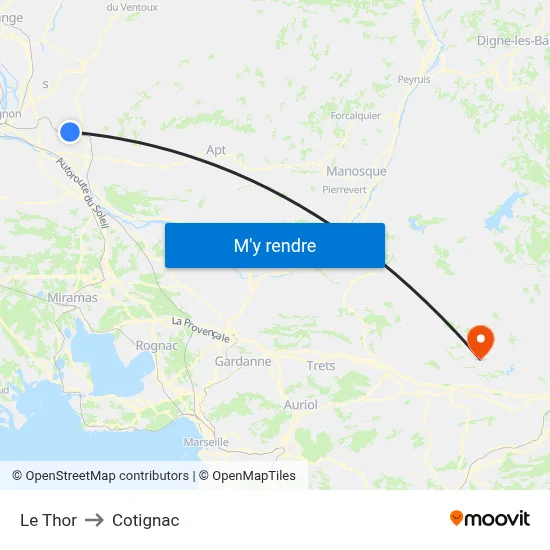 Le Thor to Cotignac map